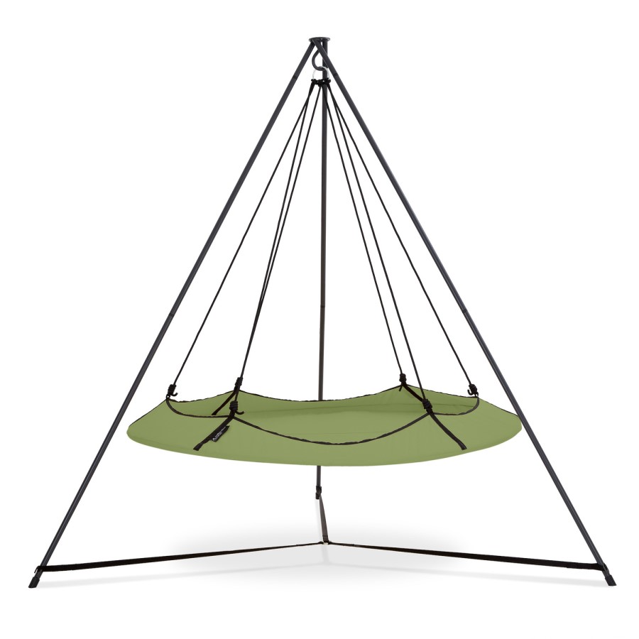 Hangout Pod Sage Green & Black Circular Hammock Bed with Stand