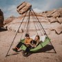 Hangout Pod Sage Green & Black Circular Hammock Bed with Stand