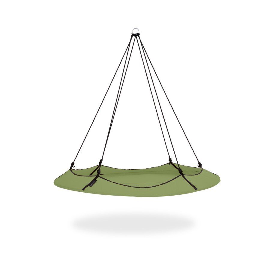 Hangout Pod Sage Green & Black Circular Hammock Bed with Stand