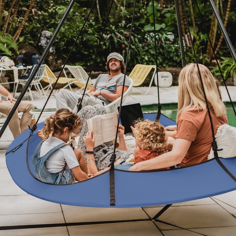 Hangout Pod Ink Blue & Black Circular Hammock Bed with Stand