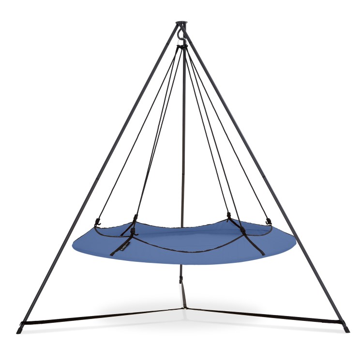 Hangout Pod Ink Blue & Black Circular Hammock Bed with Stand