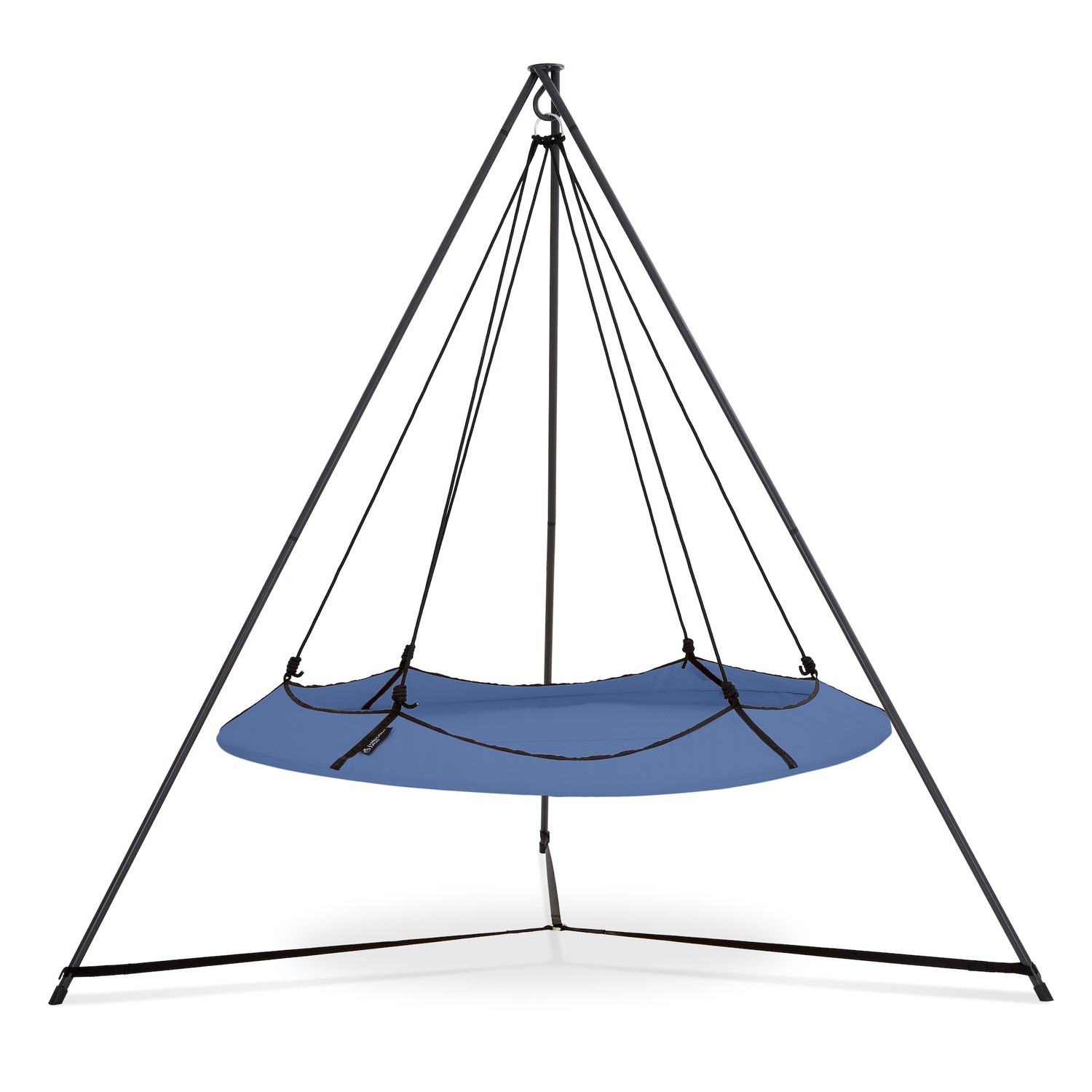 Photo of Hangout pod ink blue & black circular hammock bed with stand