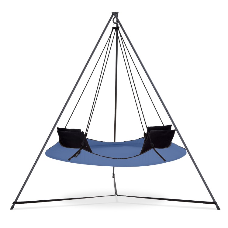 Hangout Pod Ink Blue & Black Circular Hammock Bed with Stand