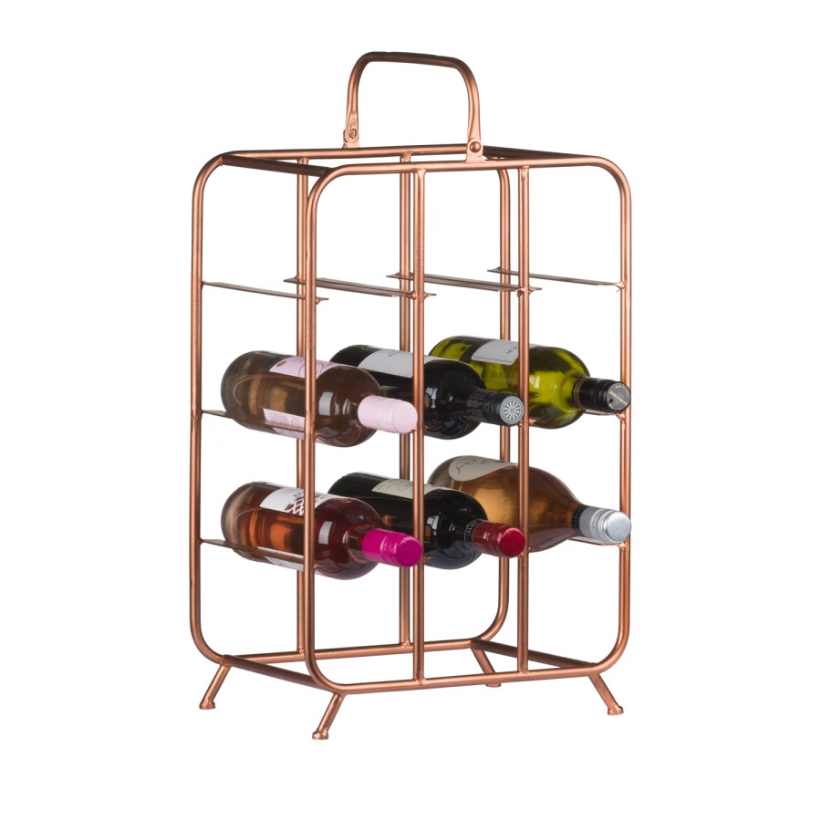 Wide Copper Wine Rack - 9 Bottles