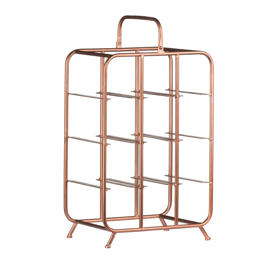Wide Copper Wine Rack - 9 Bottles