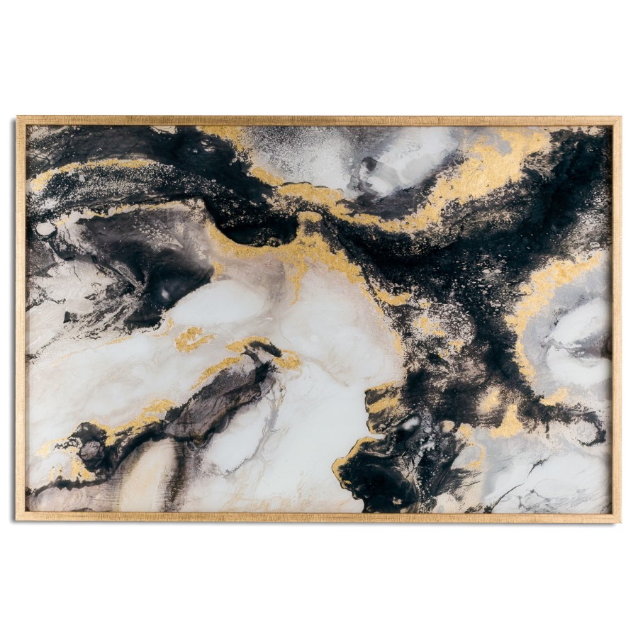 Large Black Marble Print with Gold Frame 
