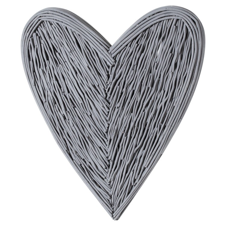 Large Grey Wall Hanging Wicker Heart 