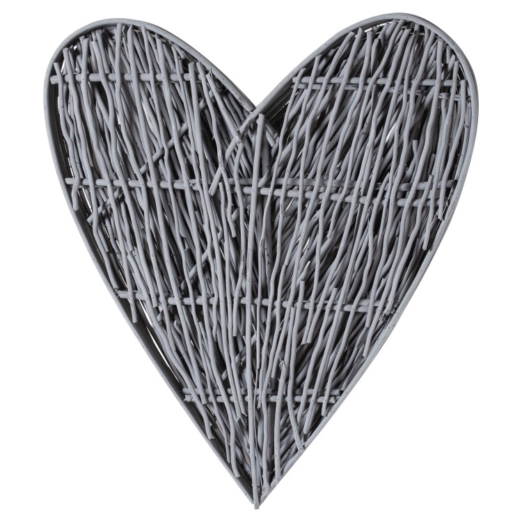 Large Grey Wall Hanging Wicker Heart 