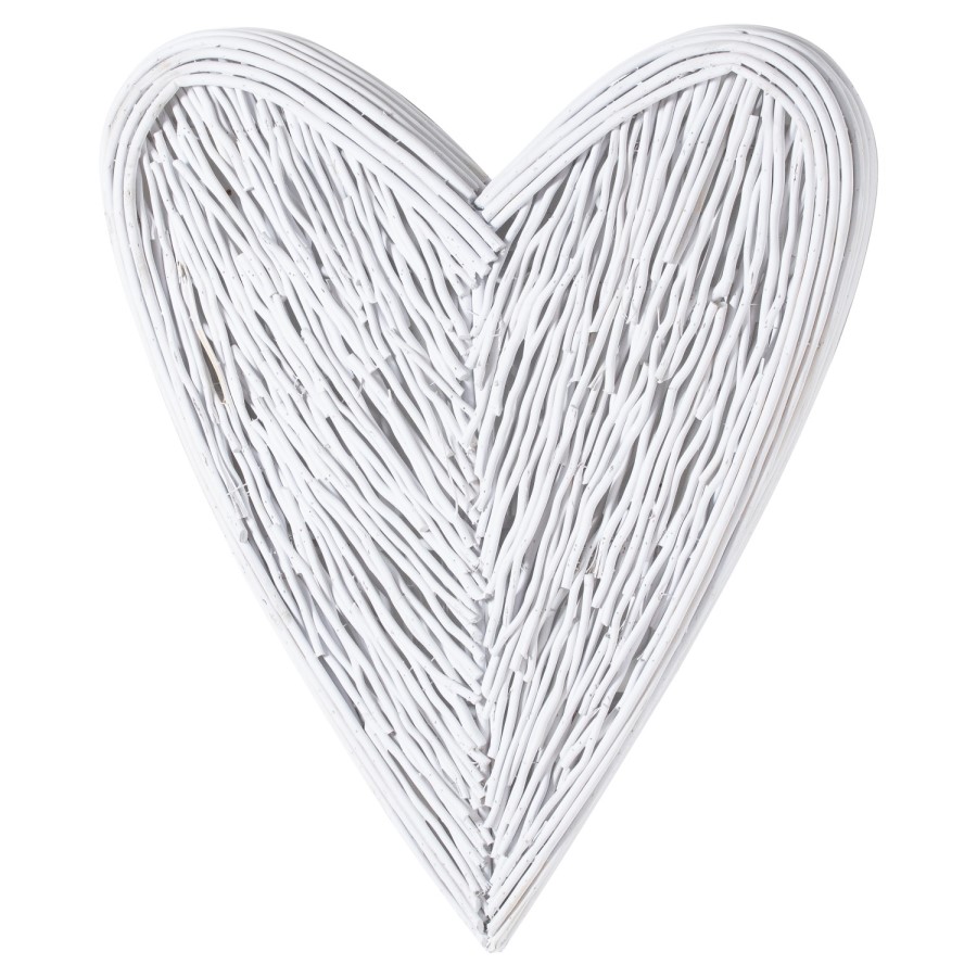 White Wall Hanging Wicker Heart