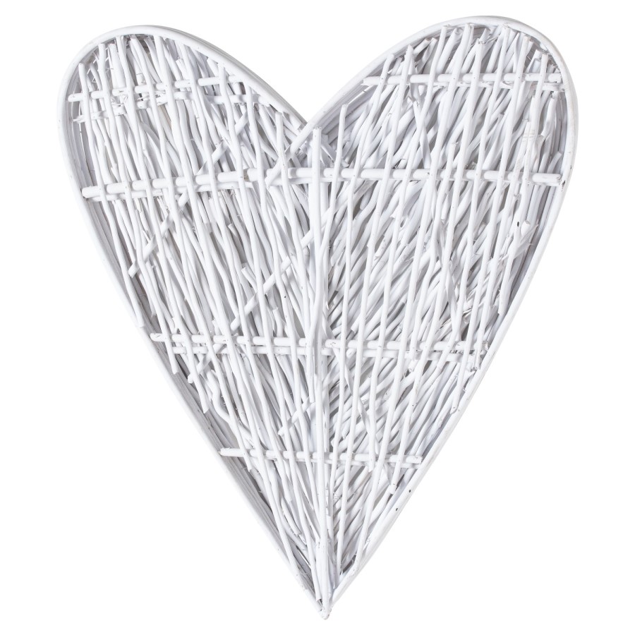 White Wall Hanging Wicker Heart