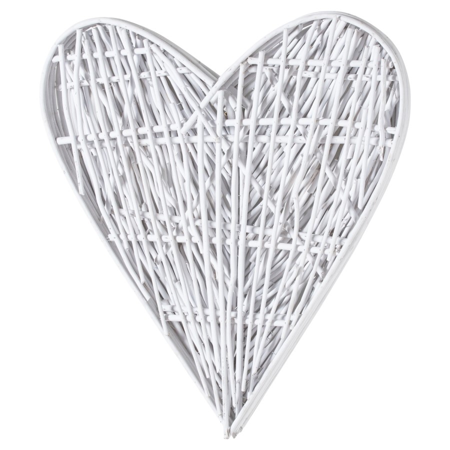 Small White Wall Hanging Wicker Heart
