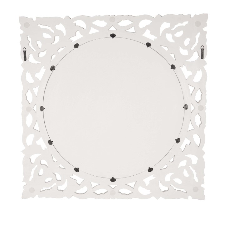 Large White Wall Mirror with Carved Wood Frame 