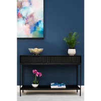 Large Black Mango Wood Console Table with Drawers - Fusion 