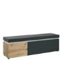 Long Dark Grey and Oak TV Unit with Storage & LEDs - Luci