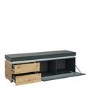 Long Dark Grey and Oak TV Unit with Storage & LEDs - Luci