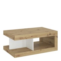 Small White and Oak Coffee Table with Storage - Luci