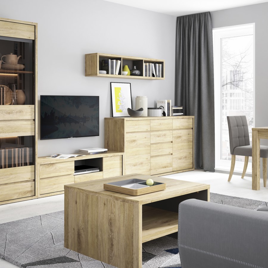 Small Oak Coffee Table with Storage Shelf - Shetland