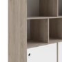 Tall White and Oak Bookcase with Sliding Doors - Rome