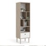 Rome Matte Whitte Bookcase with 1 Drawer with Jackson Hickory Oak Detail