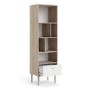 Rome Matte Whitte Bookcase with 1 Drawer with Jackson Hickory Oak Detail