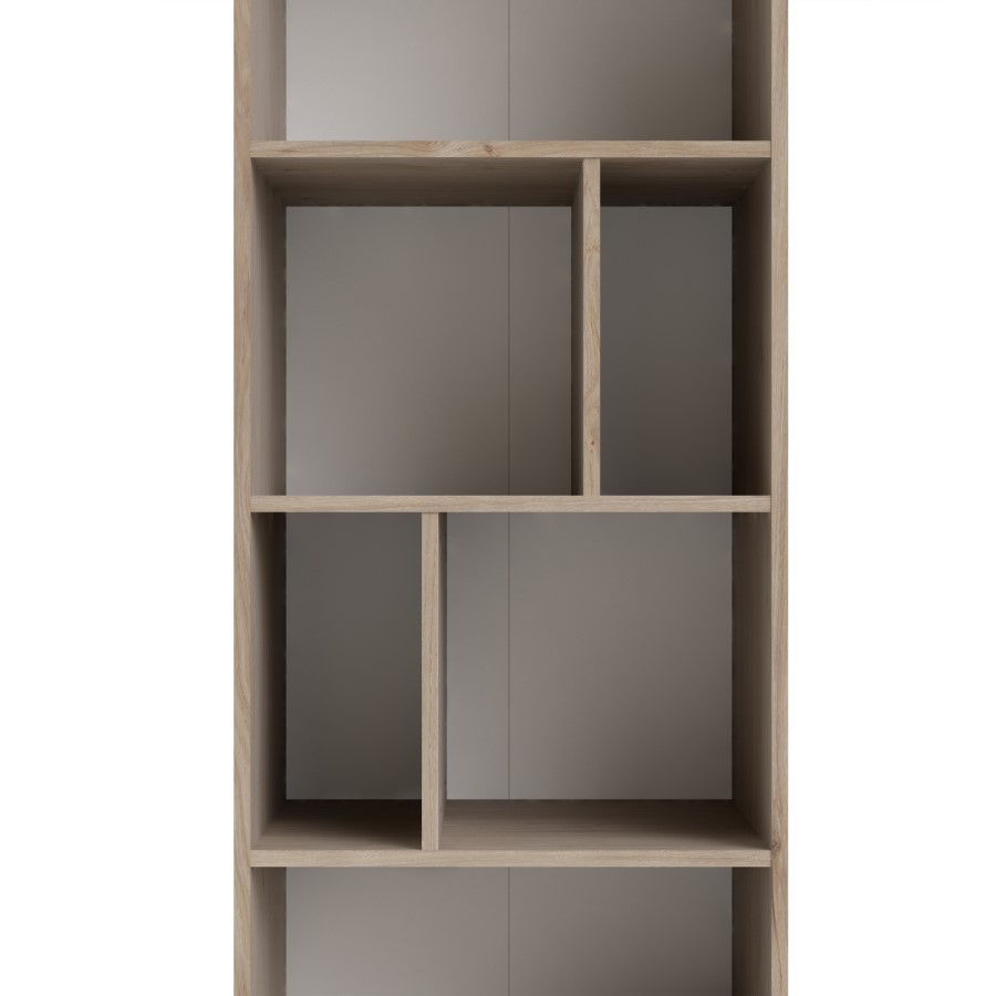 Rome Matte Whitte Bookcase with 1 Drawer with Jackson Hickory Oak Detail