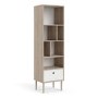 Rome Matte Whitte Bookcase with 1 Drawer with Jackson Hickory Oak Detail