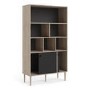 Rome Matte Black Bookcase with  2 sliding Doors andJackson Hickory Oak 