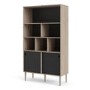 Rome Matte Black Bookcase with  2 sliding Doors andJackson Hickory Oak 