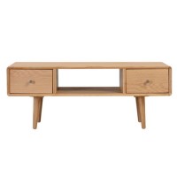 Large Solid Oak Coffee Table with 2 Drawers - Manny