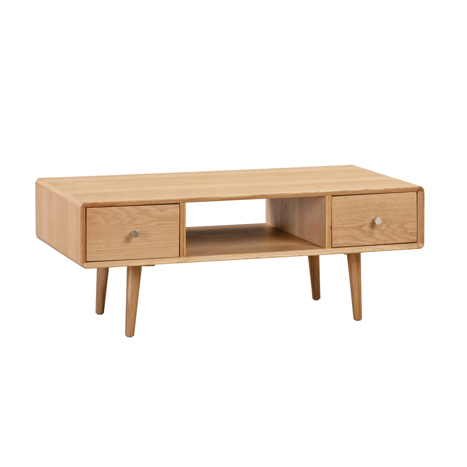 Large Solid Oak Coffee Table with 2 Drawers - Manny - Furniture123