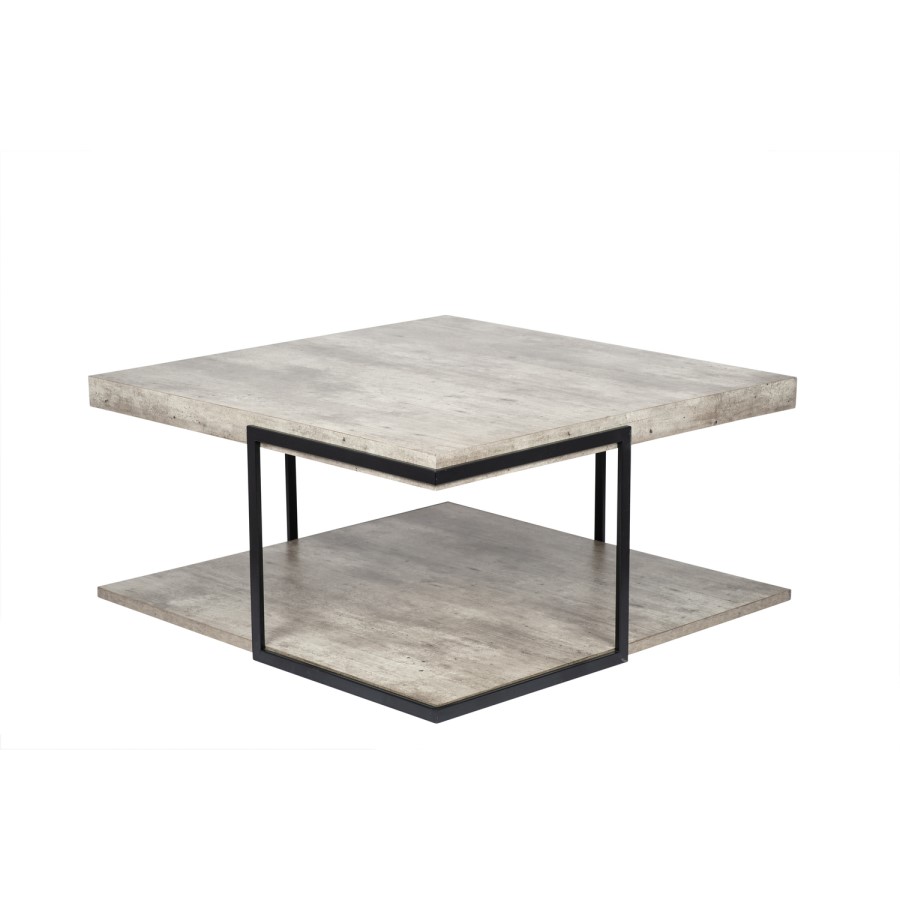 Small Large Square Grey Concrete Effect Coffee Table - Jersey - Pacific Lifestyle