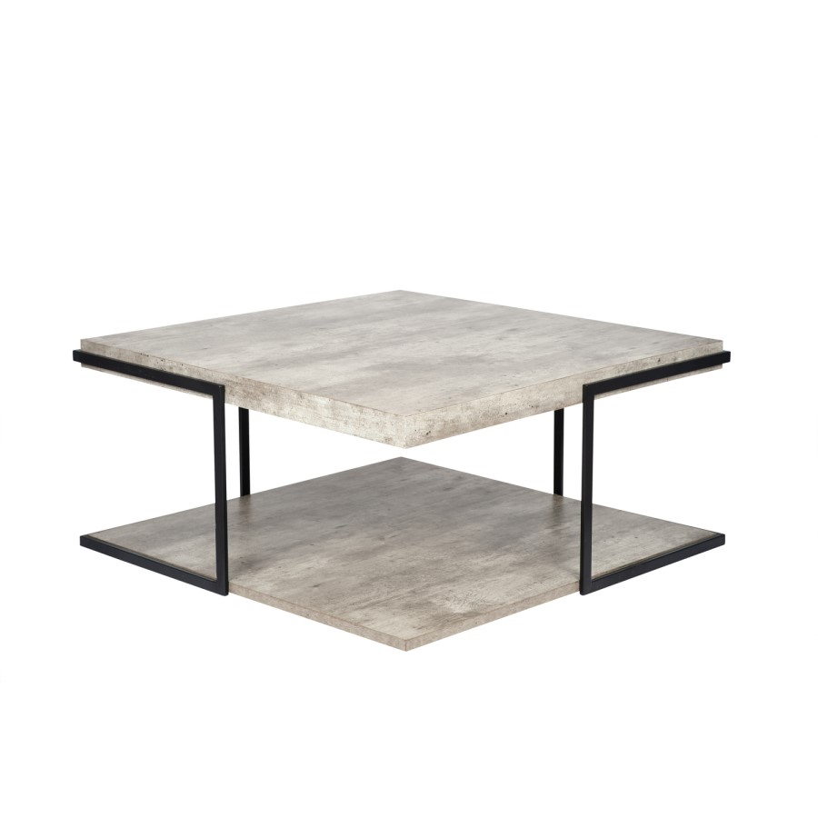 Small Large Square Grey Concrete Effect Coffee Table - Jersey - Pacific Lifestyle