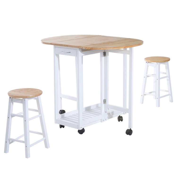 Folding Dining Set with 2 Stools