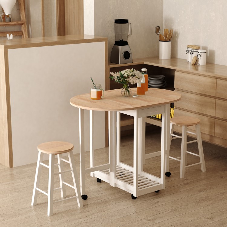 Folding Dining Set with 2 Stools