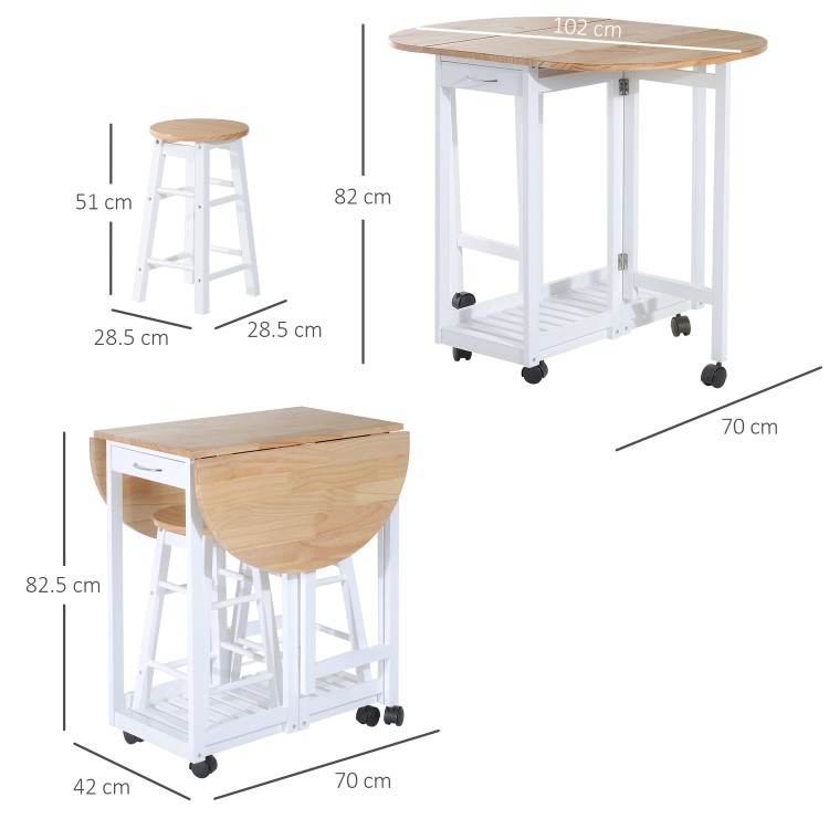 Folding Dining Set with 2 Stools