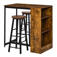 Rustic Wood Effect Bar Table and Stool Set - Seats 2 - Ryder