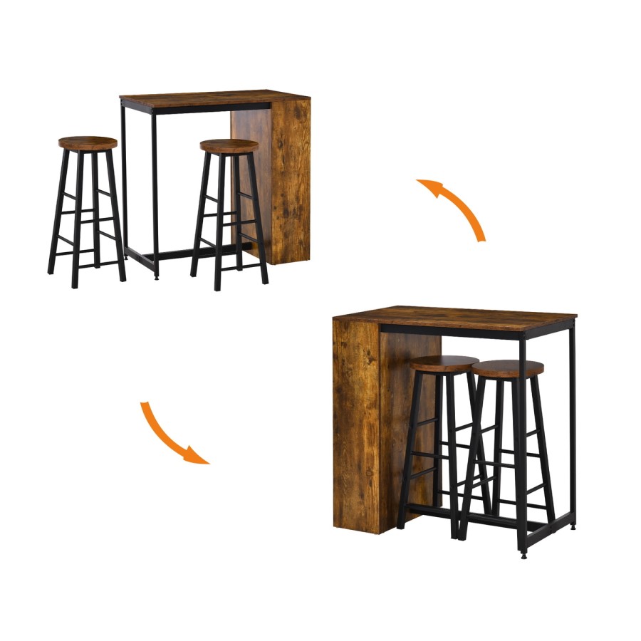 Rustic Wood Effect Bar Table and Stool Set - Seats 2 - Ryder