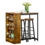 Rustic Wood Effect Bar Table and Stool Set - Seats 2 - Ryder
