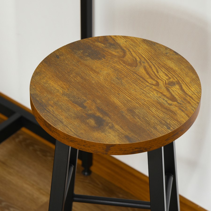 Rustic Wood Effect Bar Table and Stool Set - Seats 2 - Ryder