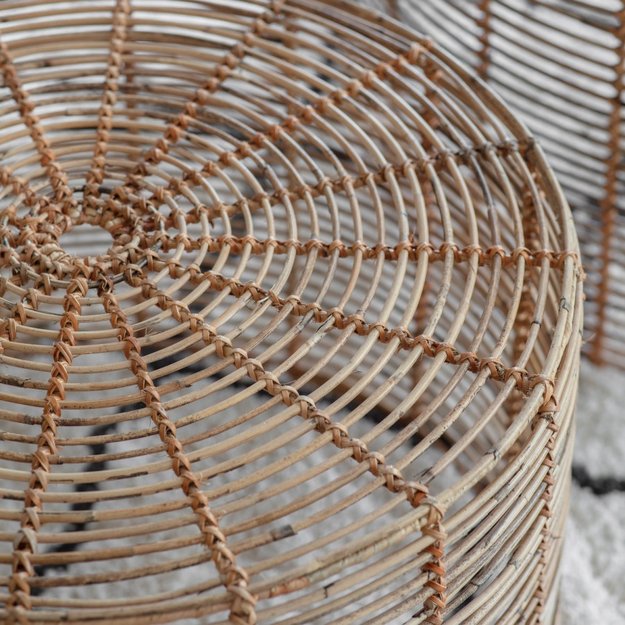 Small Brown Rattan Round Nest of 3 Coffee Tables - Caspian House