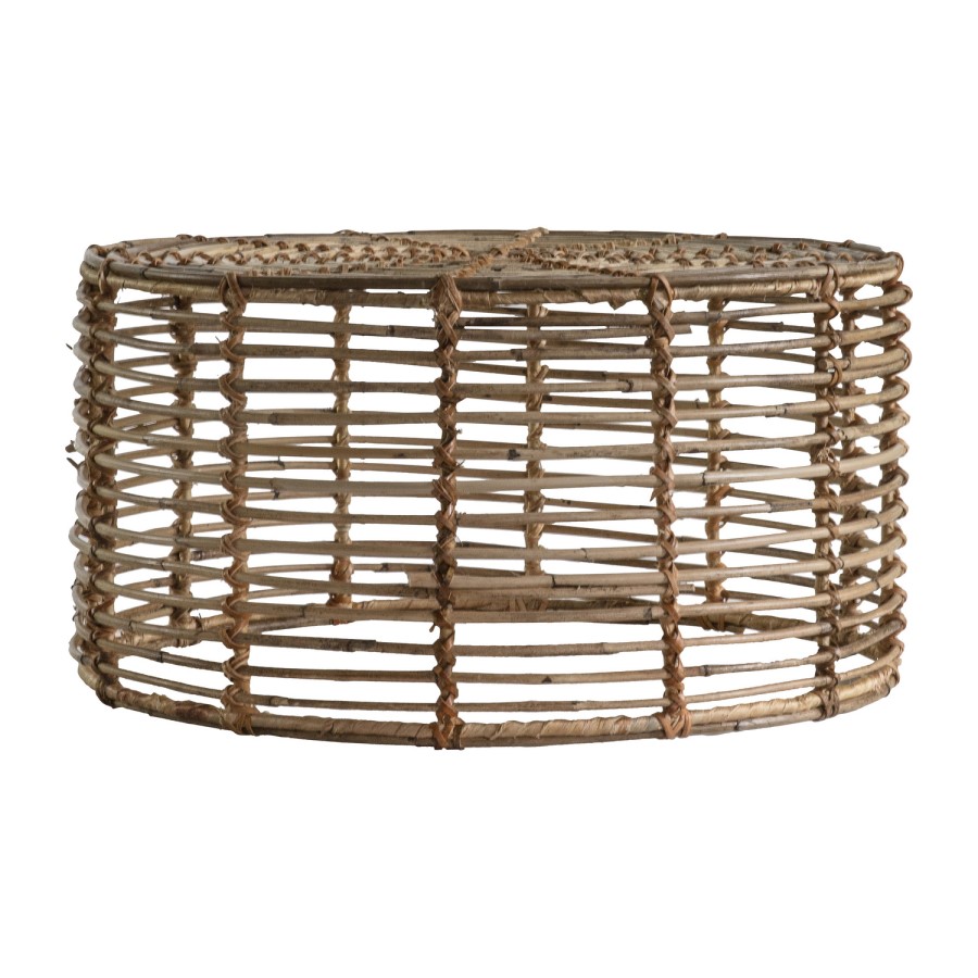 Small Brown Rattan Round Nest of 3 Coffee Tables - Caspian House