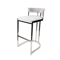 Grey Velvet Metal Bar Stool