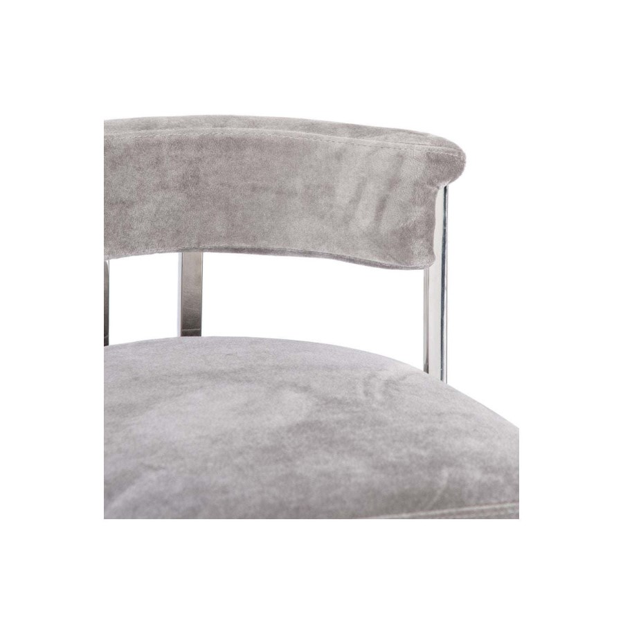 Grey Velvet Metal Bar Stool