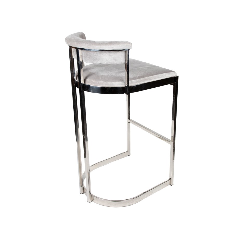 Grey Velvet Metal Bar Stool