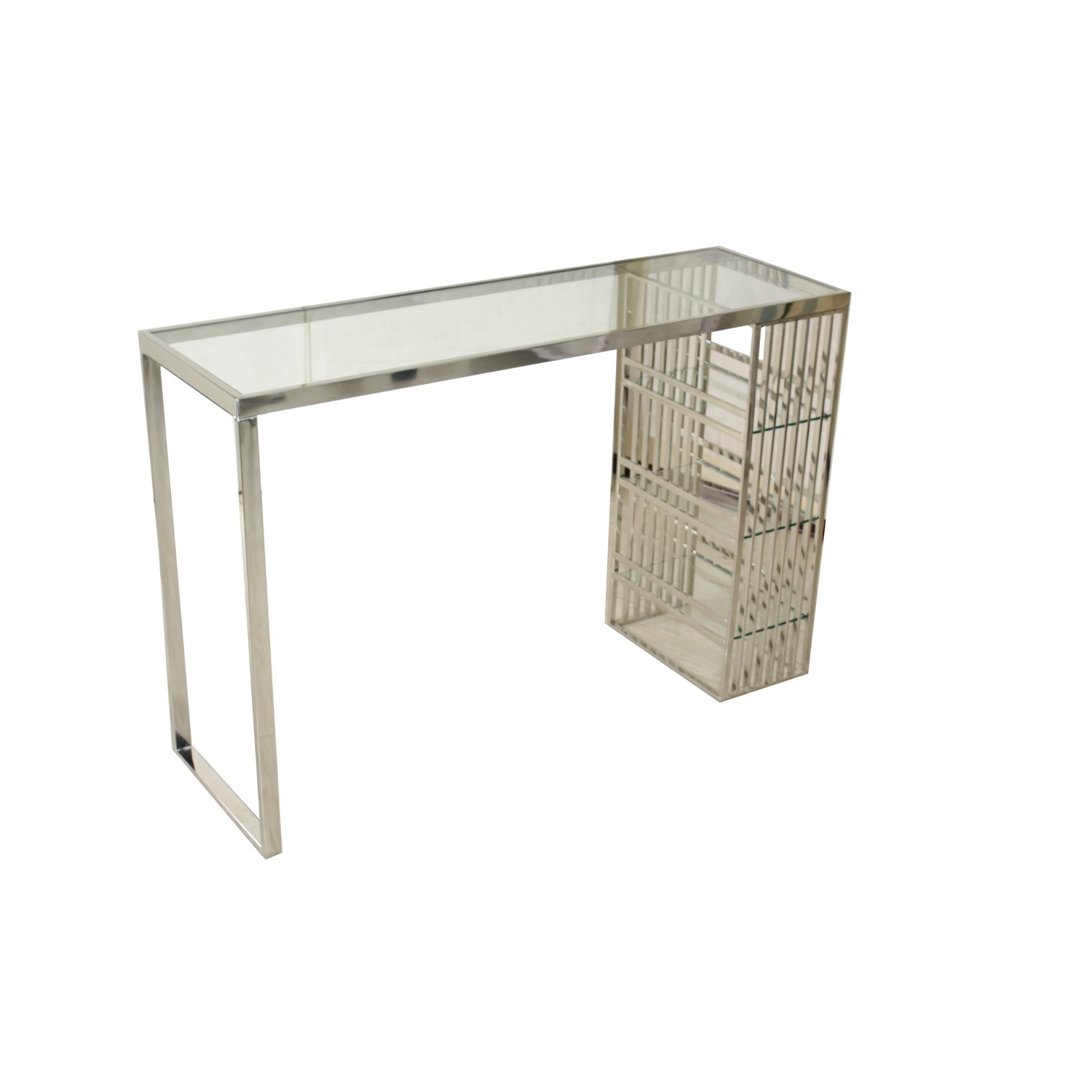 Photo of Chrome breakfast bar table with storage - seats 4