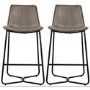 GRADE A1 - Set of 2 Grey Faux Leather Bar Stools with Backs - Caspian House
