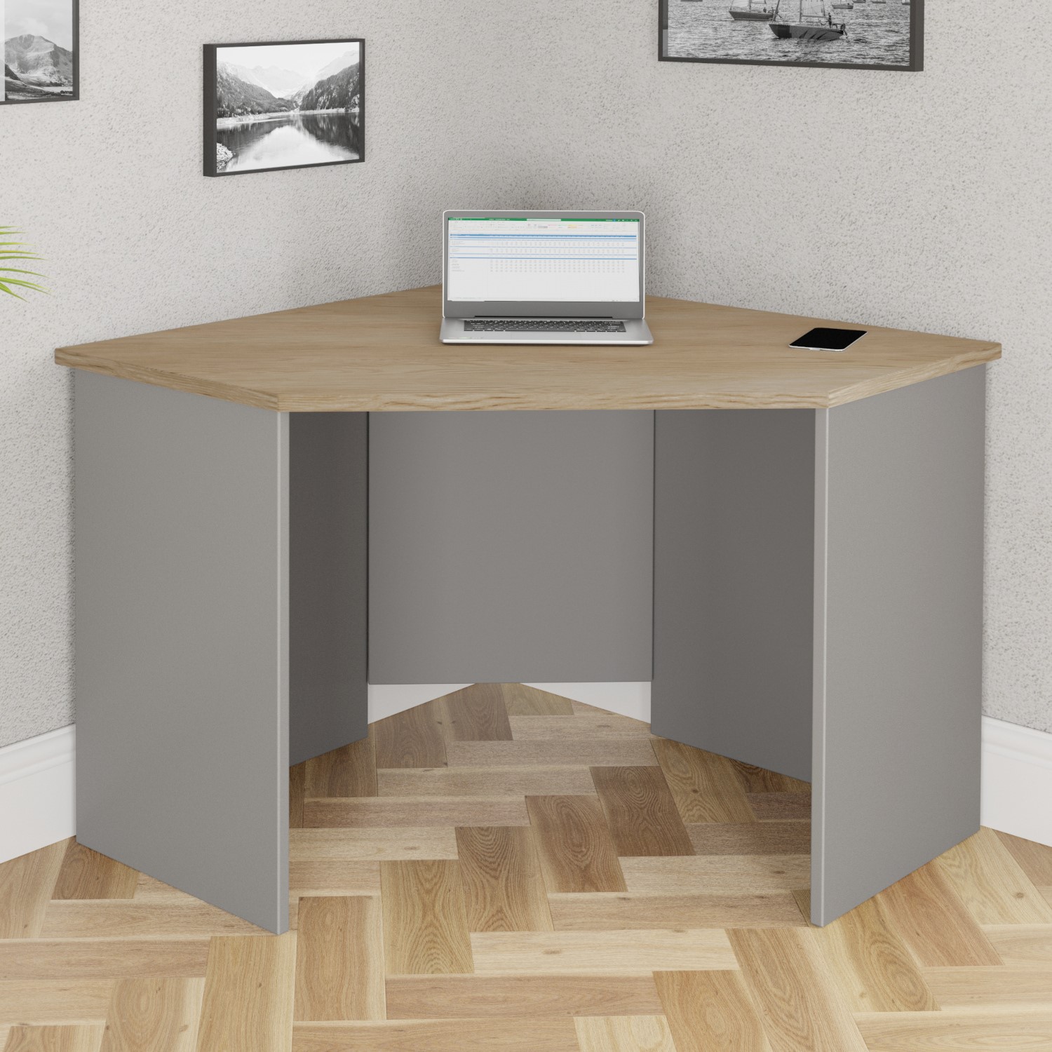 Photo of Light grey wooden corner desk - denver