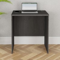 GRADE A1 - Small Dark Grey Washed Oak Office Desk - Denver