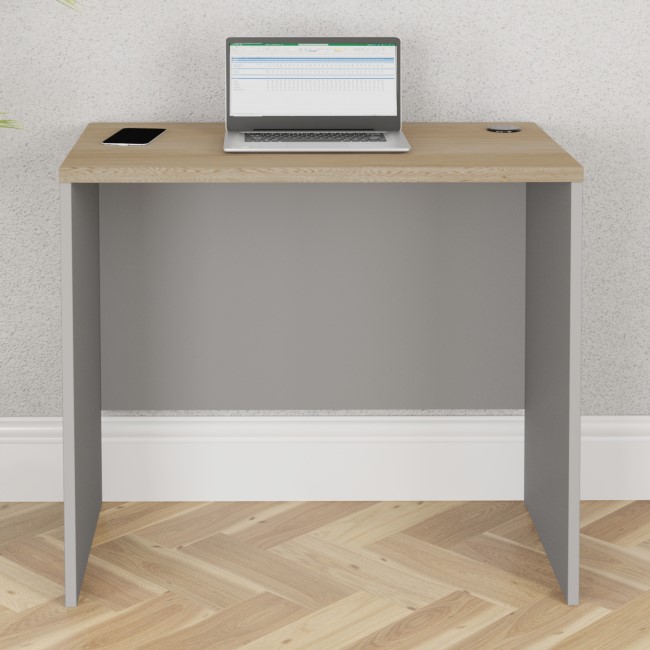 Small Light Grey and Oak Desk - Denver