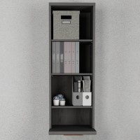 Narrow Dark Grey Wall Mounted Bookcase - Denver